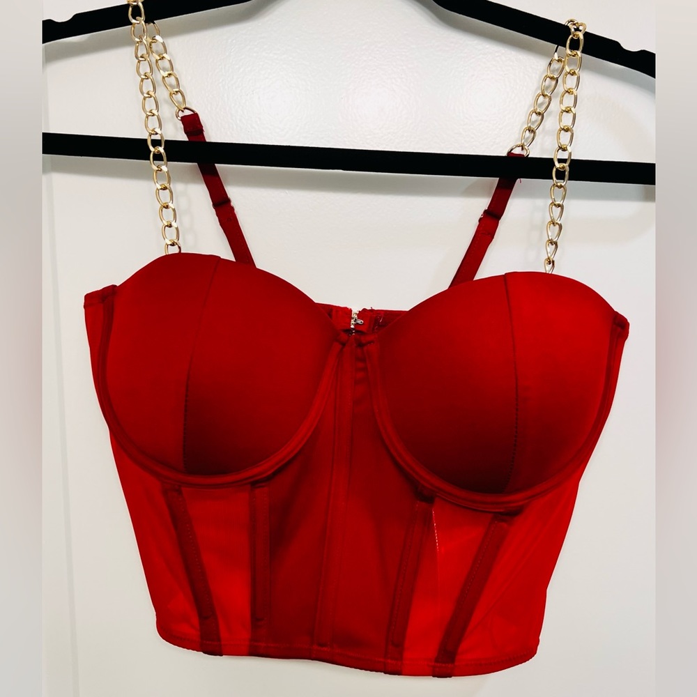 Say What Bustier Bra Corsage Red